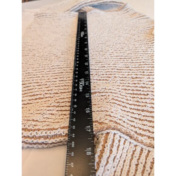 Blu Pepper Boxy Brown & Cream Striped‎ Thick Knit Sweater Boho Cottage - Picture 6 of 6